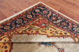 Ivory Persian Fine Serapi Hand Knotted Wool Rug - 6' 2" X 11' 8"