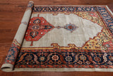 Ivory Persian Fine Serapi Hand Knotted Wool Rug - 6' 2" X 11' 8"