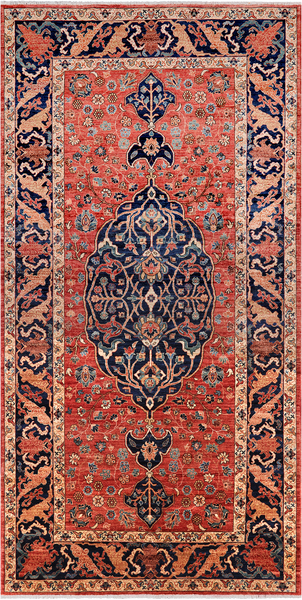 Rust Persian Fine Serapi Handmade Wool Rug - 6' 0" X 12' 2"