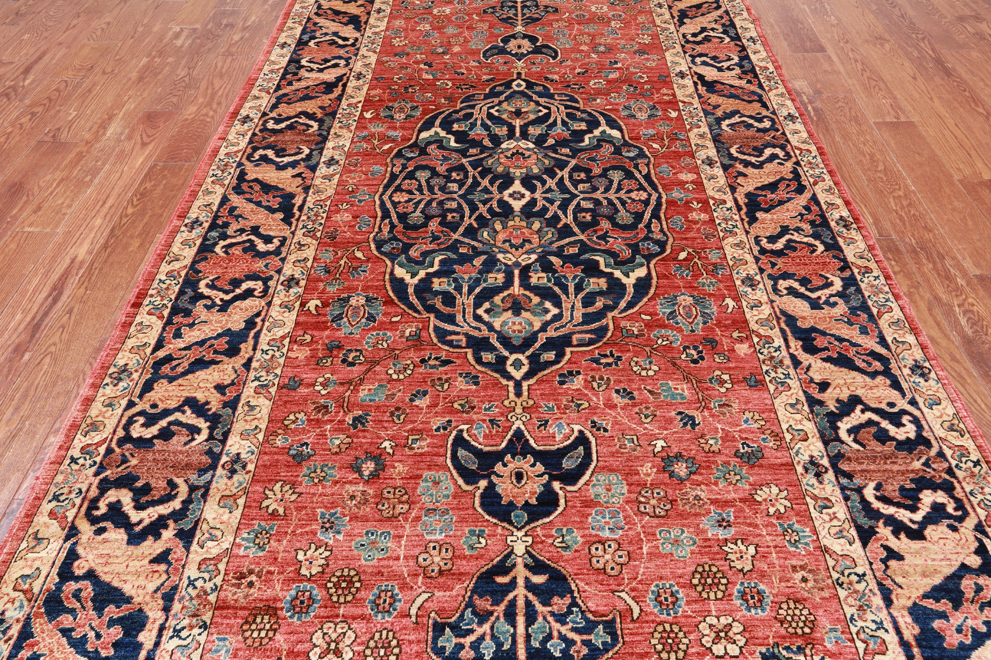 Rust Persian Fine Serapi Handmade Wool Rug - 6' 0" X 12' 2"