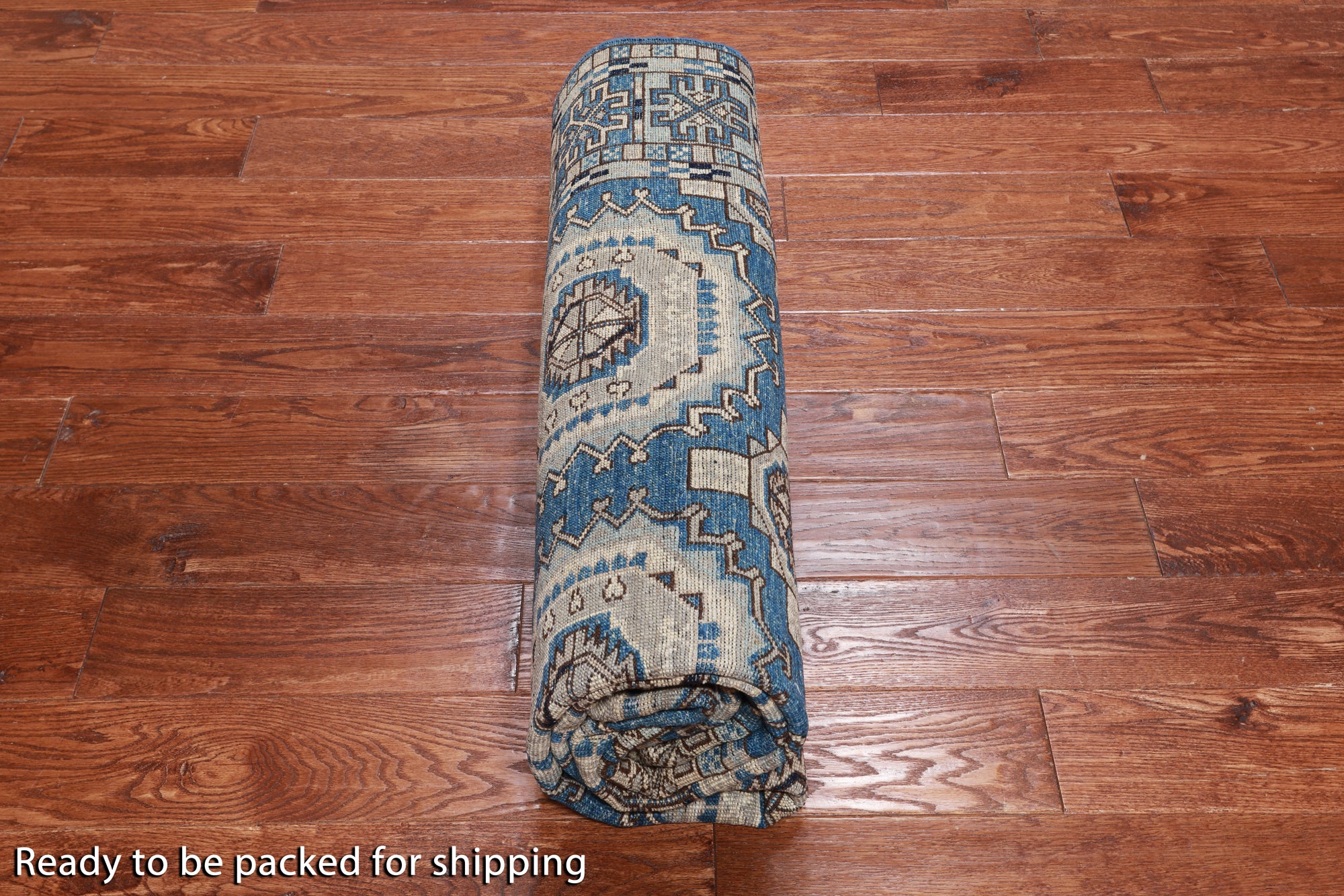 Blue Turkmen Ersari Handmade Wool Rug - 6' 1" X 9' 0"