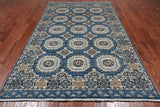 Blue Turkmen Ersari Handmade Wool Rug - 6' 1" X 9' 0"