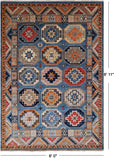 Blue Turkmen Ersari Handmade Wool Rug - 6' 0" X 8' 11"