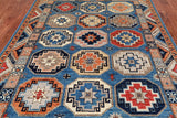 Blue Turkmen Ersari Handmade Wool Rug - 6' 0" X 8' 11"