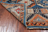 Blue Turkmen Ersari Handmade Wool Rug - 6' 0" X 8' 11"