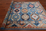 Blue Turkmen Ersari Handmade Wool Rug - 6' 0" X 8' 11"