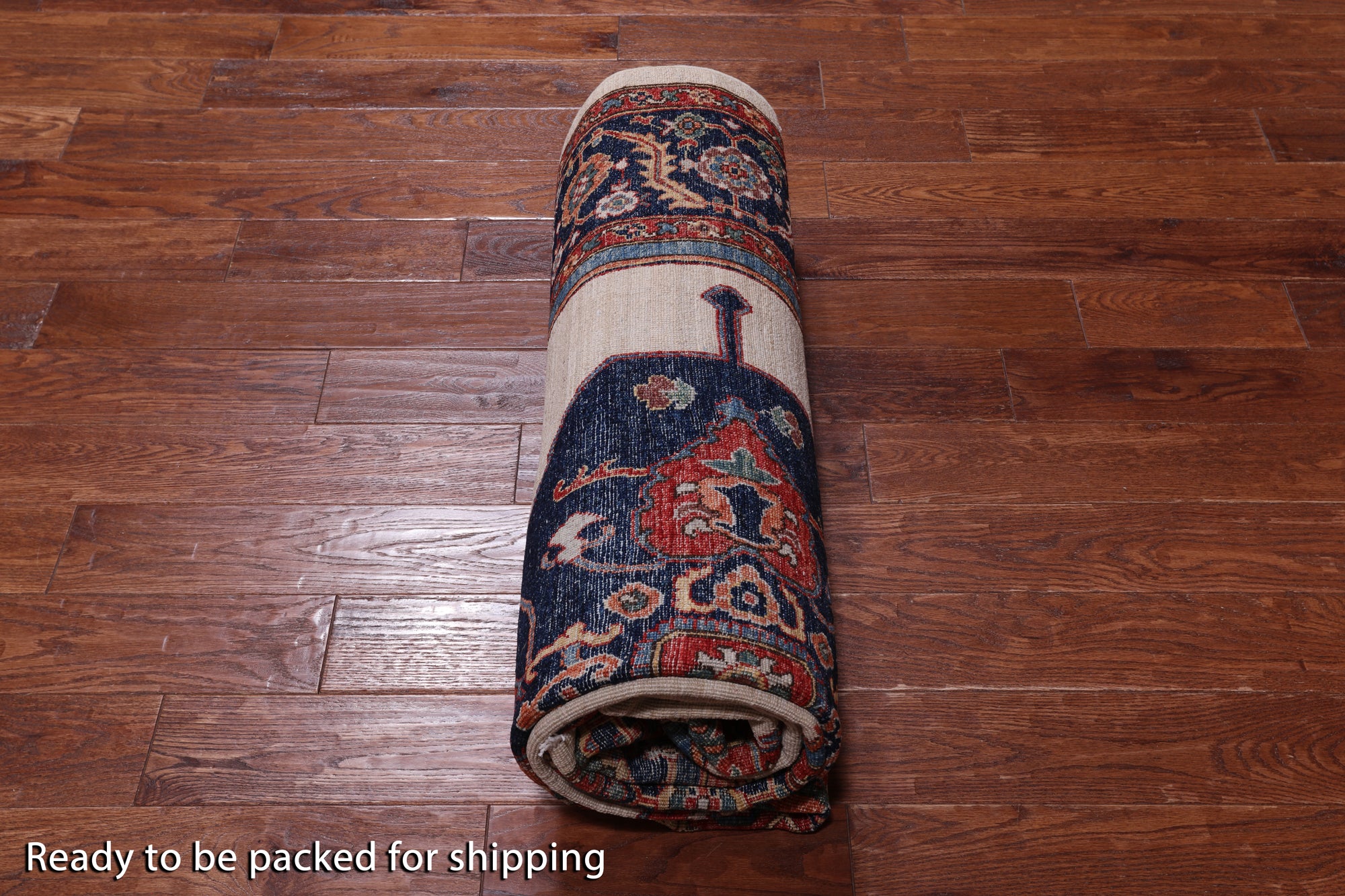 Ivory Persian Fine Serapi Hand Knotted Wool Rug - 6' 0" X 11' 4"