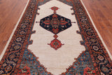 Ivory Persian Fine Serapi Hand Knotted Wool Rug - 6' 0" X 11' 4"