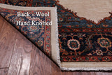 Ivory Persian Fine Serapi Hand Knotted Wool Rug - 6' 0" X 11' 4"