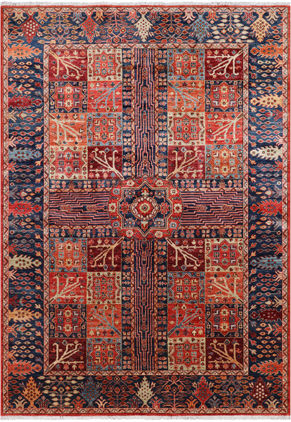 Red Persian Fine Serapi Hand-Knotted Wool Rug - 6' 1" X 8' 9"