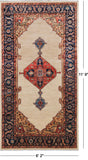 Ivory Persian Fine Serapi Handmade Wool Rug - 6' 2" X 11' 9"