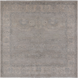 Grey Square Turkish Oushak Washed Out Hand Knotted Wool Rug - 6' 0" X 6' 0"