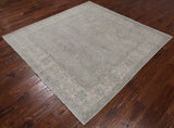 Grey Square Turkish Oushak Washed Out Hand Knotted Wool Rug - 6' 0" X 6' 0"