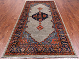Silver Persian Fine Serapi Hand Knotted Wool Rug - 5' 0" X 9' 10"