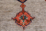 Silver Persian Fine Serapi Hand Knotted Wool Rug - 5' 0" X 9' 10"