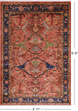 Rust Persian Fine Serapi Handmade Wool Rug - 3' 11" X 5' 6"