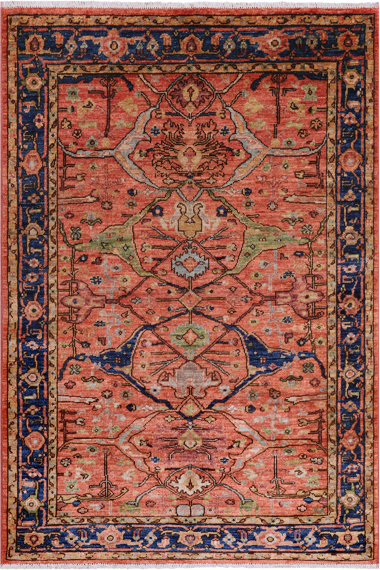Rust Persian Fine Serapi Handmade Wool Rug - 3' 11" X 5' 6"