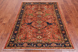 Rust Persian Fine Serapi Handmade Wool Rug - 3' 11" X 5' 6"