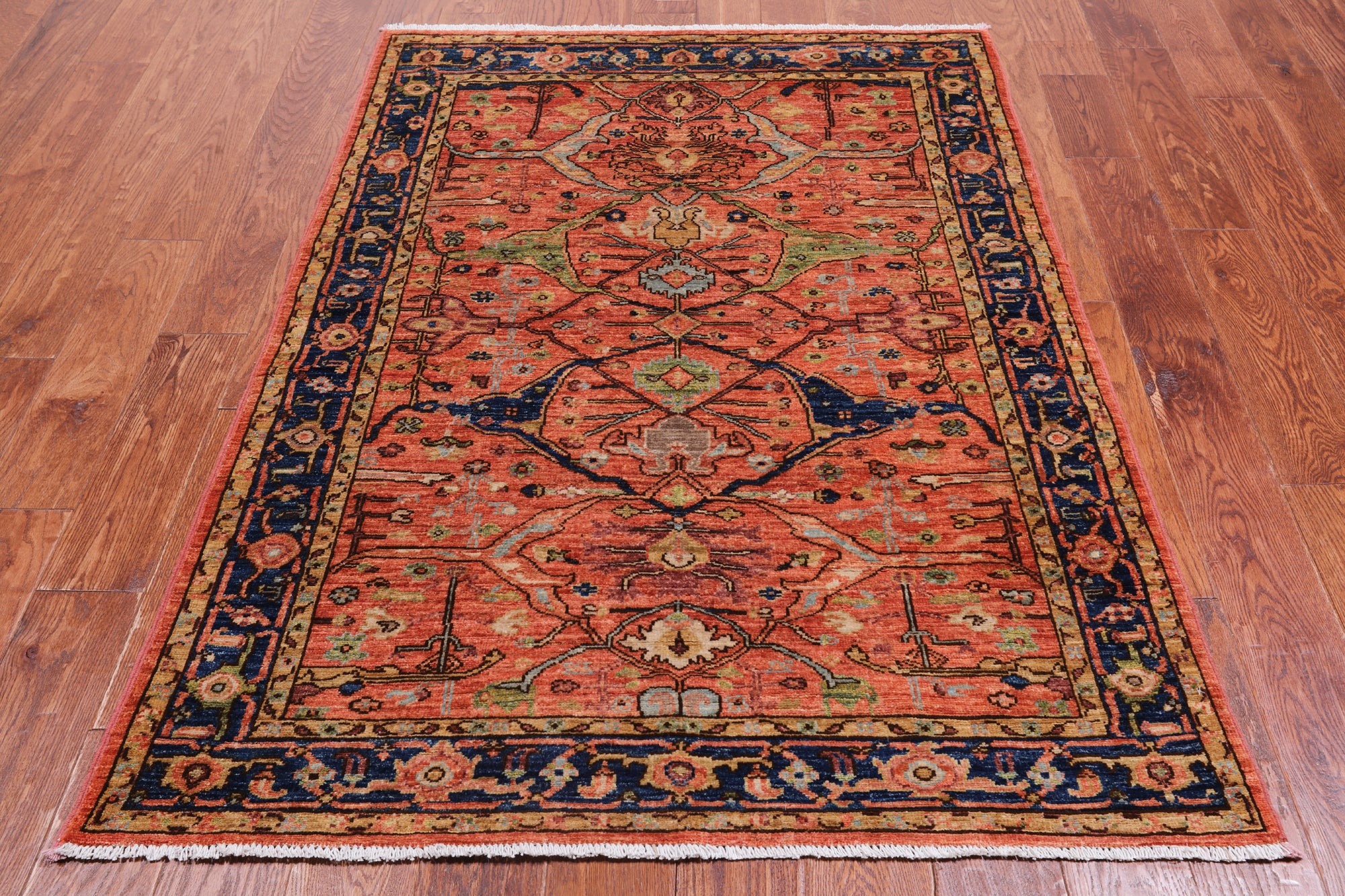 Rust Persian Fine Serapi Handmade Wool Rug - 3' 11" X 5' 6"