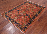 Rust Persian Fine Serapi Handmade Wool Rug - 3' 11" X 5' 6"