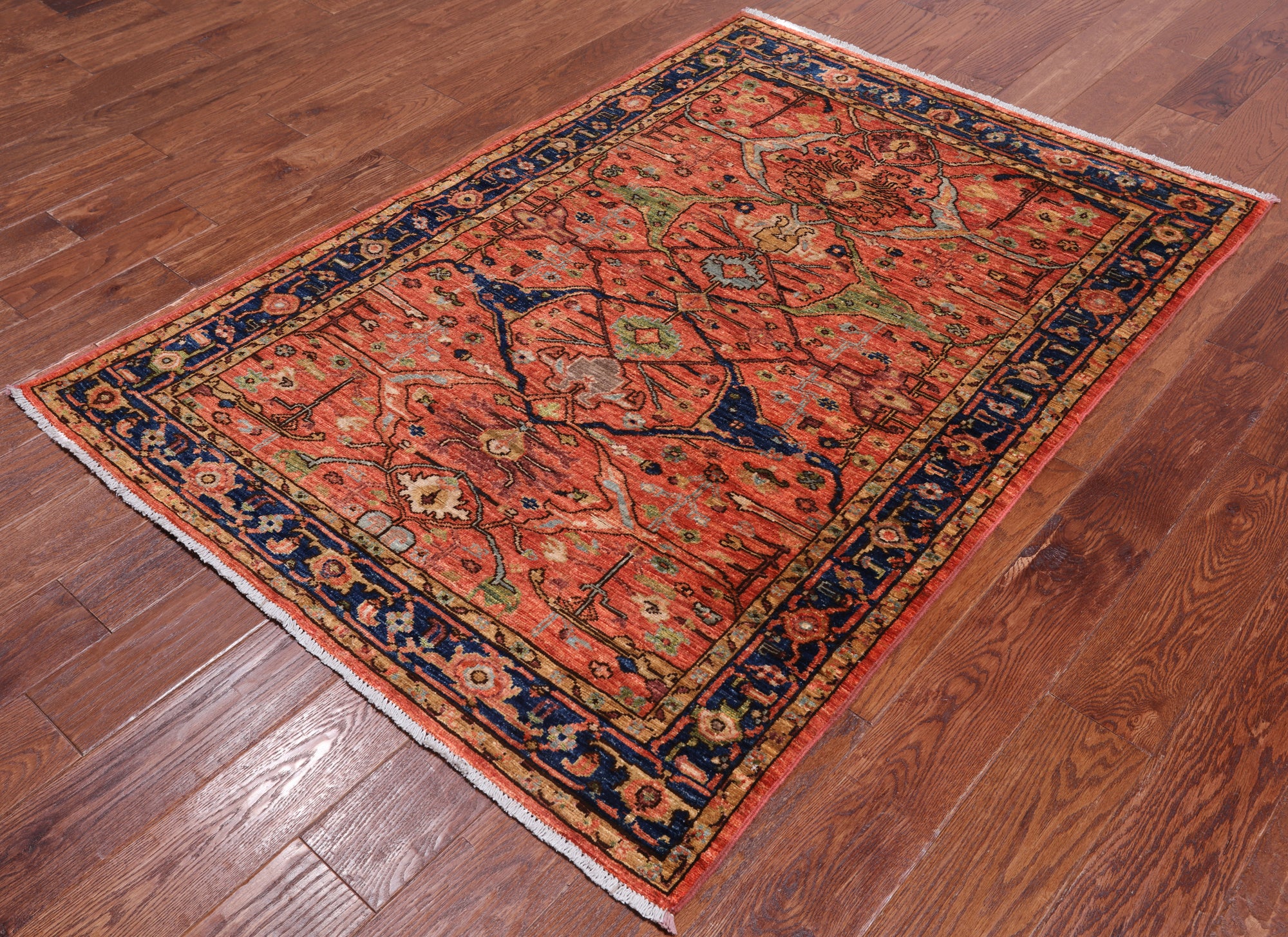 Rust Persian Fine Serapi Handmade Wool Rug - 3' 11" X 5' 6"