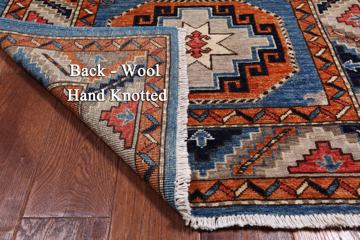 Blue Turkmen Ersari Hand Knotted Wool Rug - 3' 1" X 5' 0"