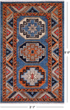 Blue Turkmen Ersari Hand Knotted Wool Rug - 3' 1" X 5' 0"
