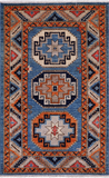 Blue Turkmen Ersari Hand Knotted Wool Rug - 3' 1" X 5' 0"