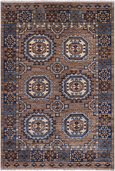 Turkmen Ersari Hand Knotted Wool Rug - 4' 1" X 6' 0"