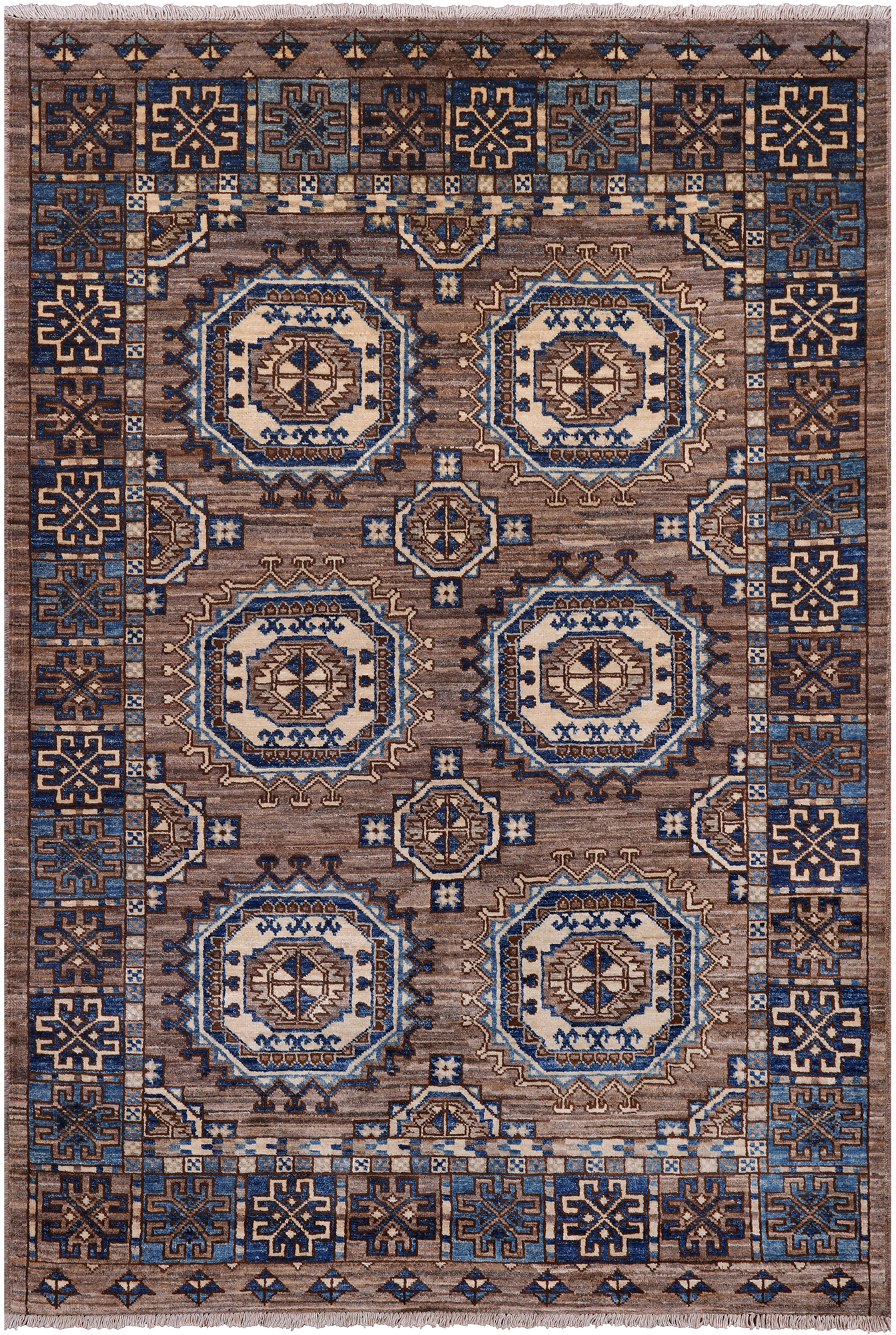 Turkmen Ersari Hand Knotted Wool Rug - 4' 1" X 6' 0"