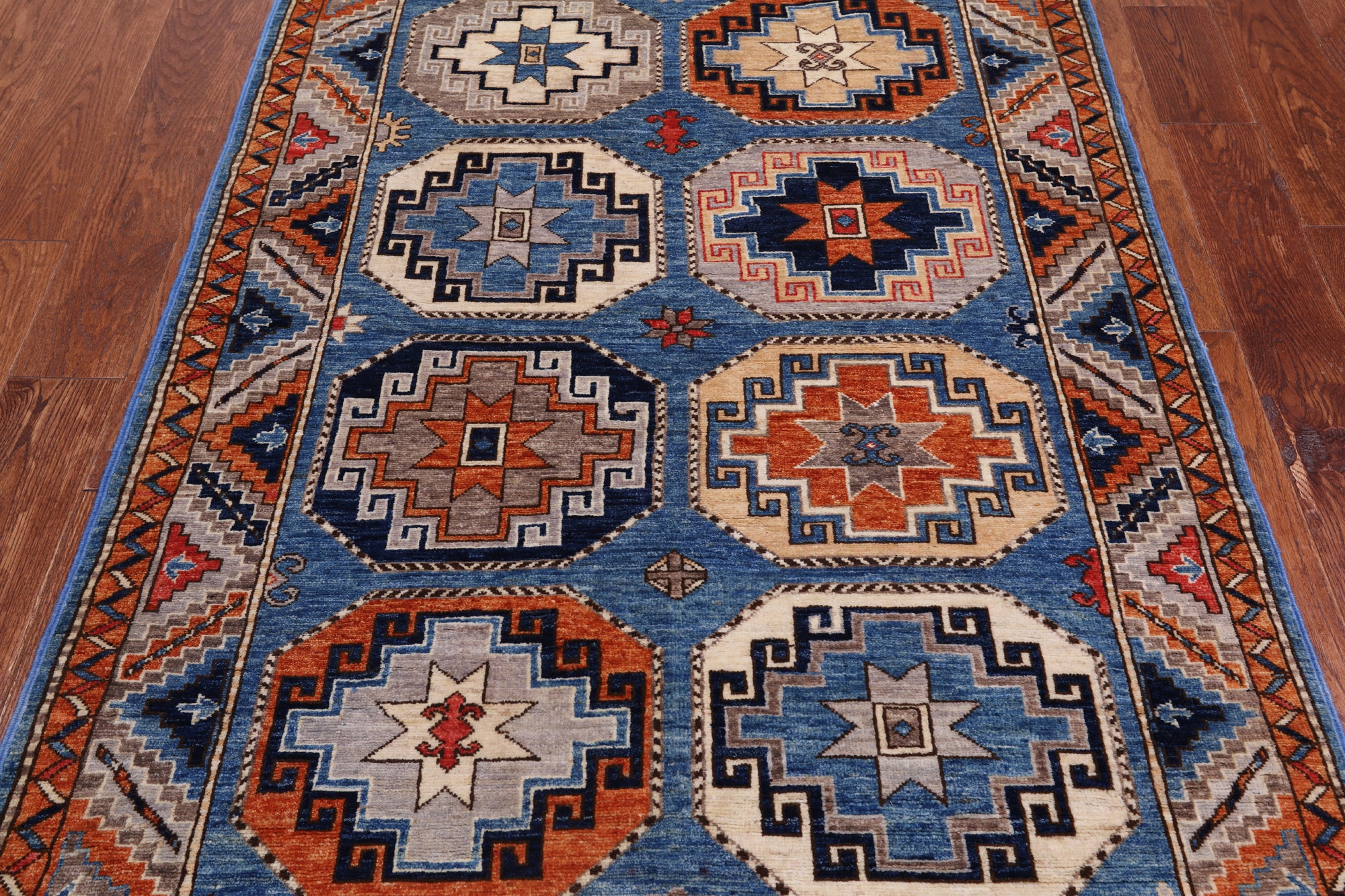 Blue Turkmen Ersari Hand Knotted Wool Rug - 3' 11" X 5' 9"
