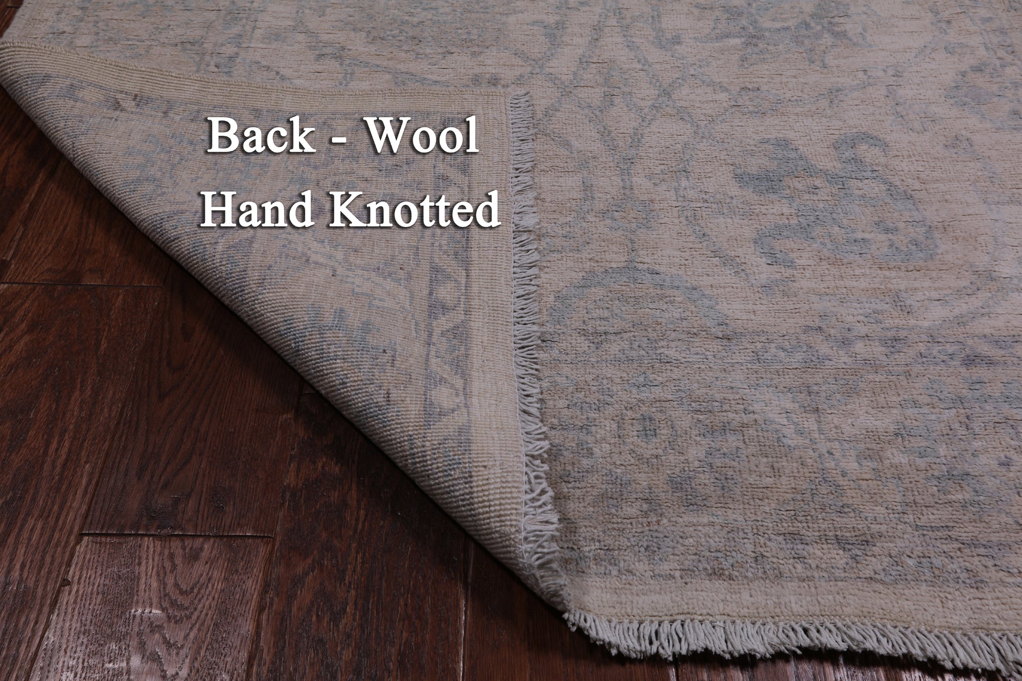 Ivory Washed Out Peshawar Handmade Wool Rug - 4' 0" X 5' 11"