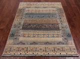 Tribal Persian Gabbeh Hand Knotted Wool Rug - 4' 0" X 5' 6"