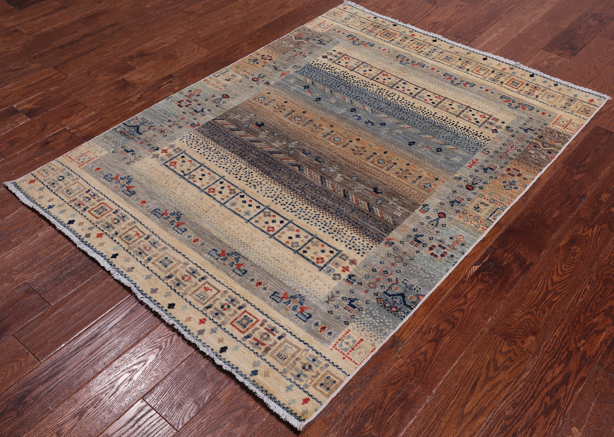 Tribal Persian Gabbeh Hand Knotted Wool Rug - 4' 0" X 5' 6"