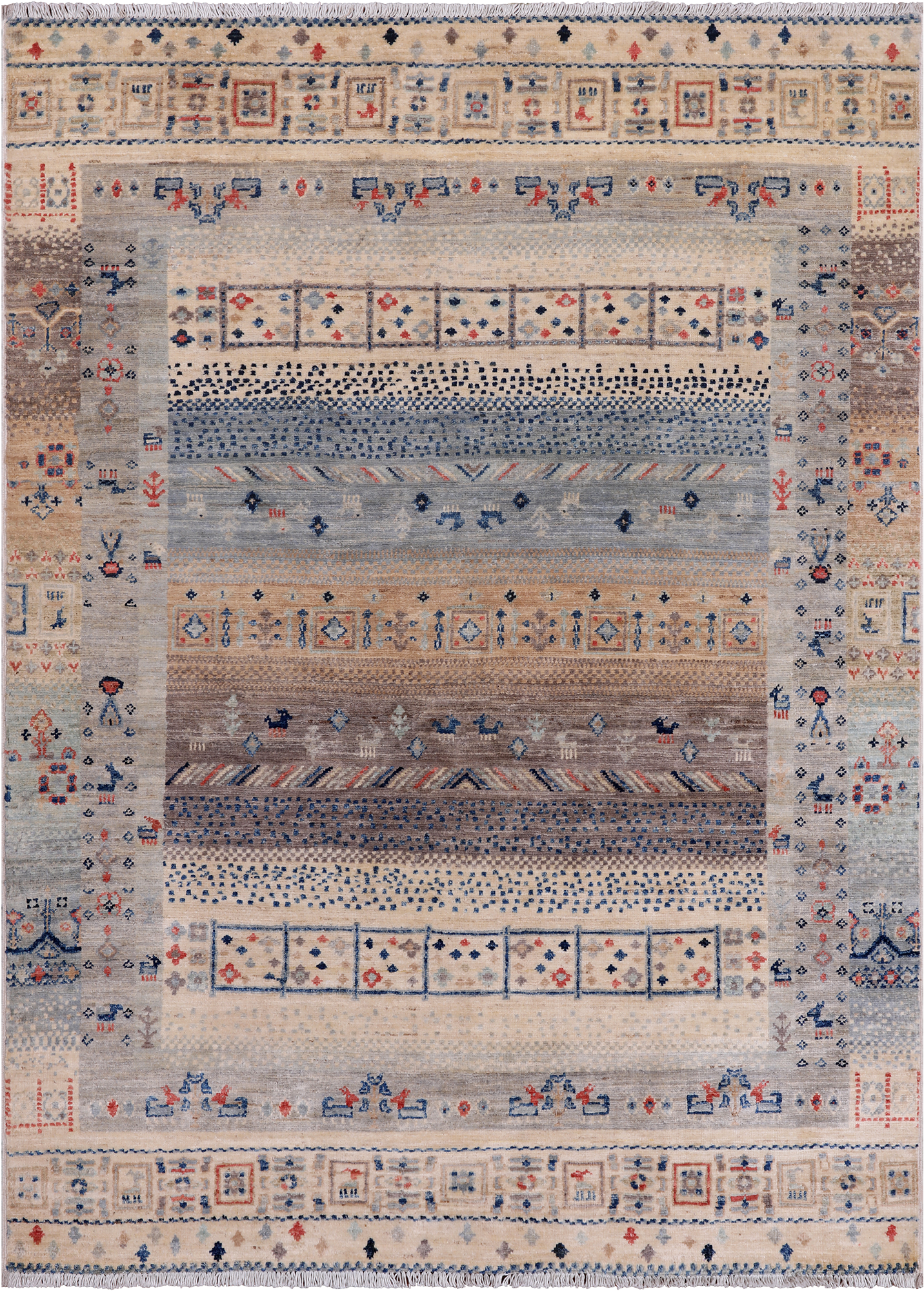 Tribal Persian Gabbeh Hand Knotted Wool Rug - 4' 0" X 5' 6"