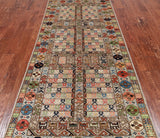 Turkmen Ersari Handmade Wool Runner Rug - 3' 9" X 11' 4"
