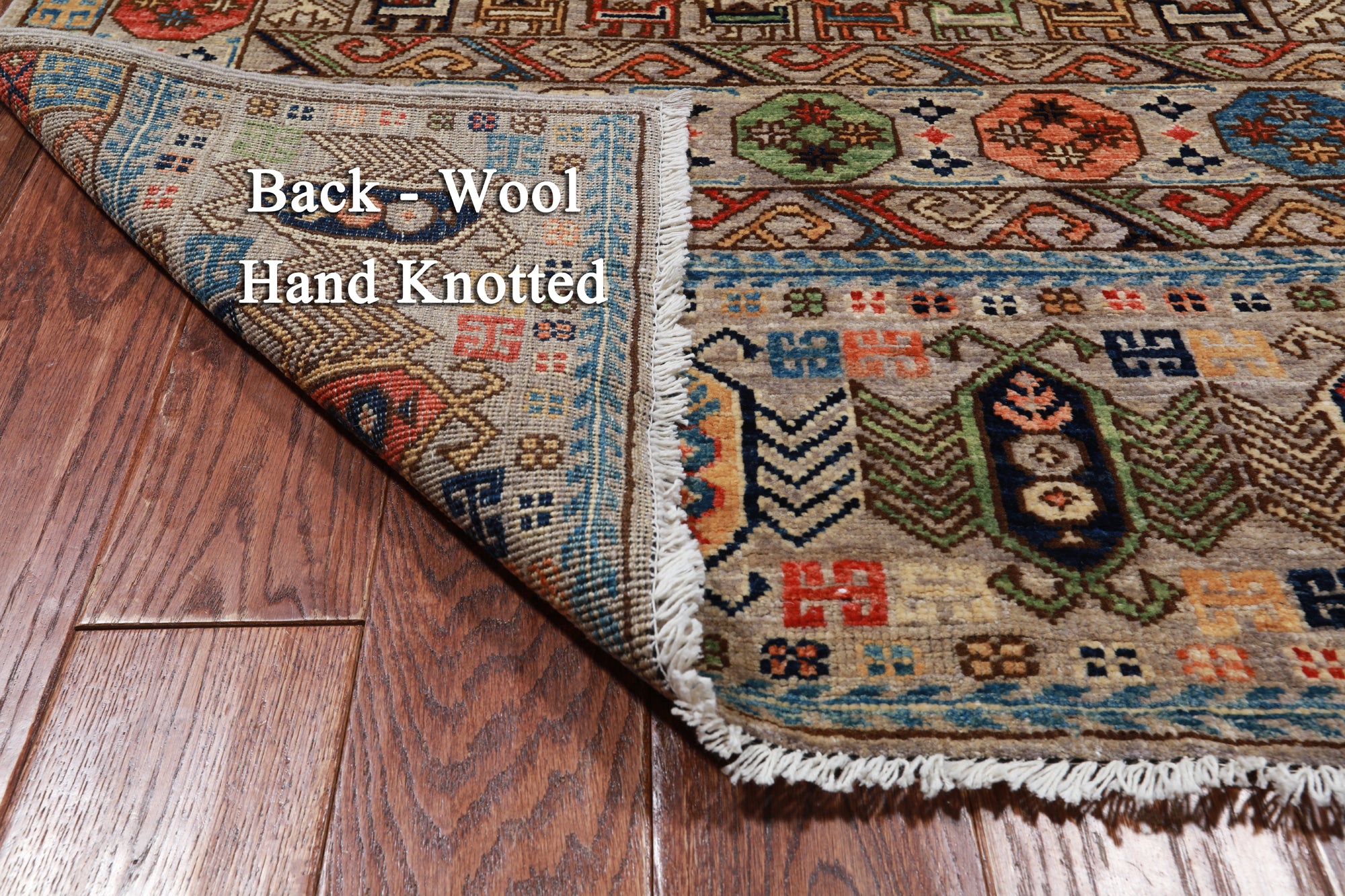 Turkmen Ersari Handmade Wool Runner Rug - 3' 9" X 11' 4"
