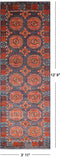 Turkmen Ersari Handmade Wool Runner Rug - 3' 11" X 12' 6"