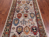 Silver Turkmen Ersari Hand Knotted Wool Runner Rug - 4' 0" X 9' 9"