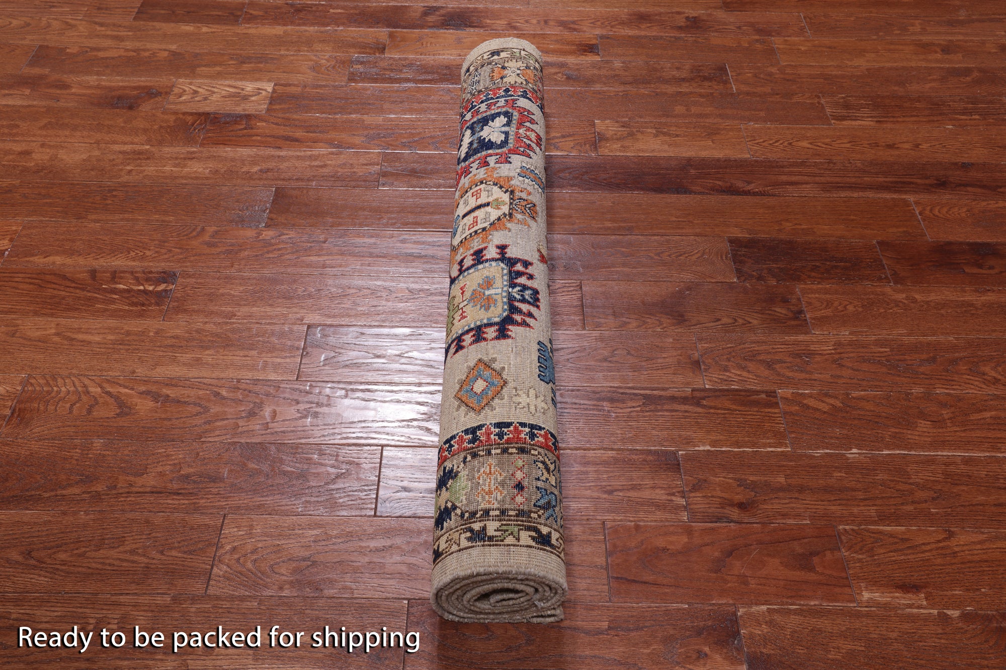 Silver Turkmen Ersari Hand Knotted Wool Runner Rug - 4' 0" X 9' 9"