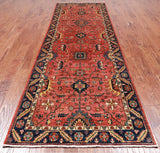 Rust Persian Fine Serapi Hand-Knotted Wool Runner Rug - 3' 11" X 11' 8"