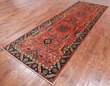 Rust Persian Fine Serapi Hand-Knotted Wool Runner Rug - 3' 11" X 11' 8"