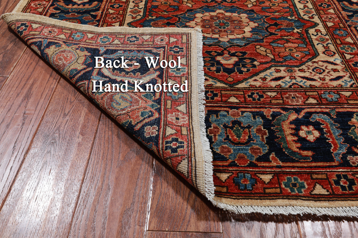 Ivory Persian Fine Serapi Hand Knotted Wool Runner Rug - 4' 3" X 13' 8"