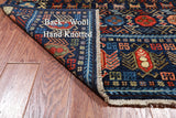 Blue Turkmen Ersari Handmade Wool Runner Rug - 3' 11" X 11' 6"