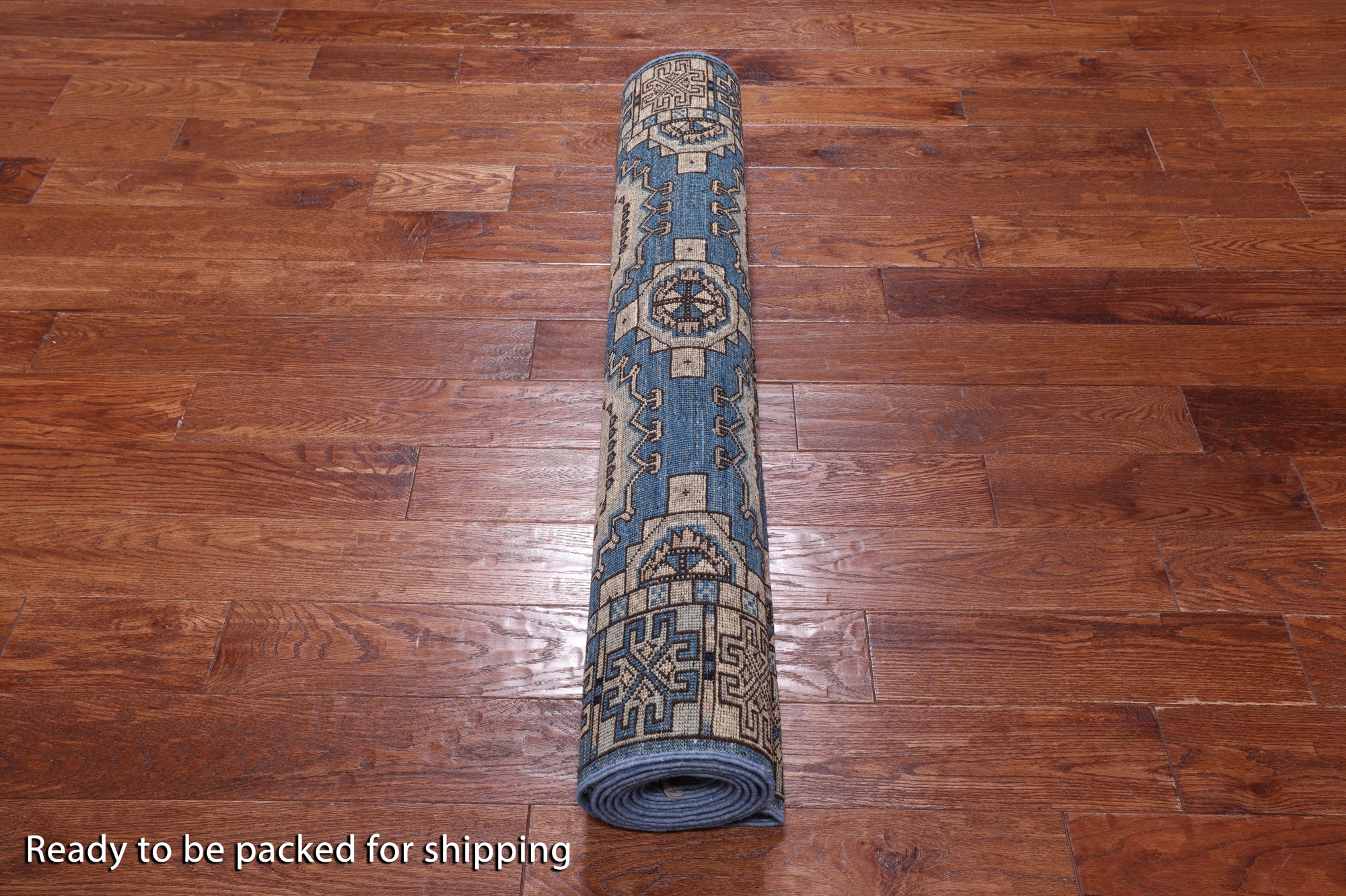 Blue Turkmen Ersari Handmade Wool Runner Rug - 4' 0" X 11' 4"