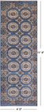 Blue Turkmen Ersari Handmade Wool Runner Rug - 4' 0" X 11' 4"