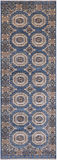 Blue Turkmen Ersari Handmade Wool Runner Rug - 4' 0" X 11' 4"