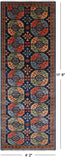 Blue Turkmen Ersari Handmade Wool Runner Rug - 4' 2" X 11' 8"