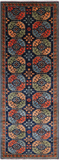 Blue Turkmen Ersari Handmade Wool Runner Rug - 4' 2" X 11' 8"
