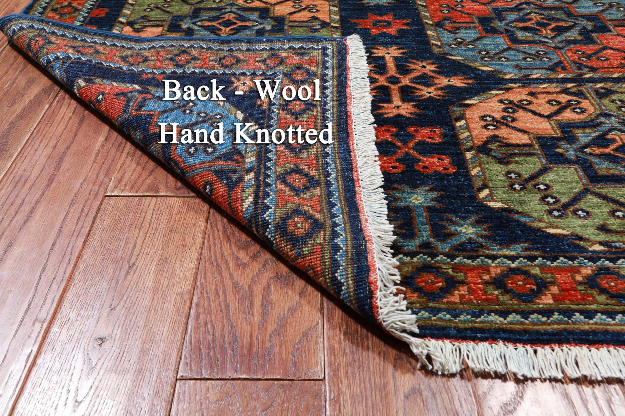 Blue Turkmen Ersari Handmade Wool Runner Rug - 4' 2" X 11' 8"